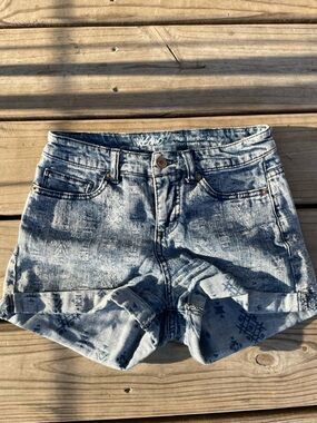 High-Rise Light Blue Washed Denim Shorts - Women's